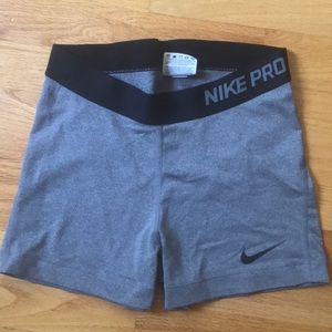 Gray Nike Pro shorts